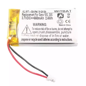 Batteri til hovedtelefoner Sena 10S,20S,Sena 30K SP46,Sena Tufftalk Lite,Sena 10S-01,Sena 20s-01,Sena 20s evo,Sena 30K-01D,802540