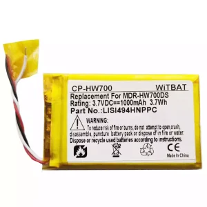 Batteri til hovedtelefoner Sony Walkman NWZ-A15,NWZ-A16,NWZ-A17,MDR-HW700DS