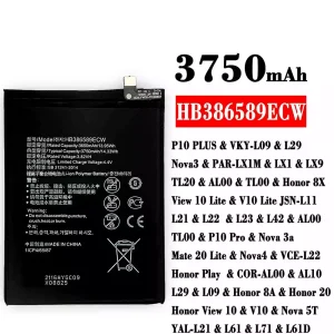 Batteri HB386589ECW til HUAWEI P10 PLUS /Honor 8X / View 10 Lite / V10 Lite / P10 Pro / Nova 3a /Mate 20 Lite / Nova4 / Honor 8A / Honor 20 / Honor View 10 / V10 / Nova 5T
