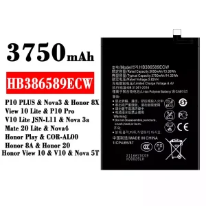 Batteri HB386589ECW til HUAWEI P10 PLUS / Nova3 / Honor 8X / View 10 Lite / P10 Pro / Nova 3a / Mate 20 Lite / Nova4 /Honor 8A / Honor 20 / Honor View 10 / Nova 5T