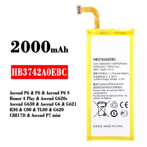 Batteri HB3742A0EBC til HUAWEI P6 / P6 S / Honor 4 Play / G6 / P7 mini