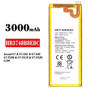 Batteri HB3748B8EBC til HUAWEI Ascend G7