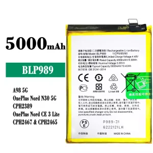 Batteri BLP989 til OPPO A98 5G /OnePlus Nord N30 5G /OnePlus Nord CE 3 Lite