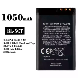 Batteri BL-5CT til Nokia C3-01 C6-01 C5-00 / 6303 6730c