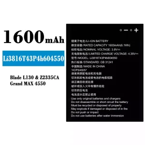 Batteri Li3814T43P4h604550 til ZTE Blade L130/Grand MAX 4550